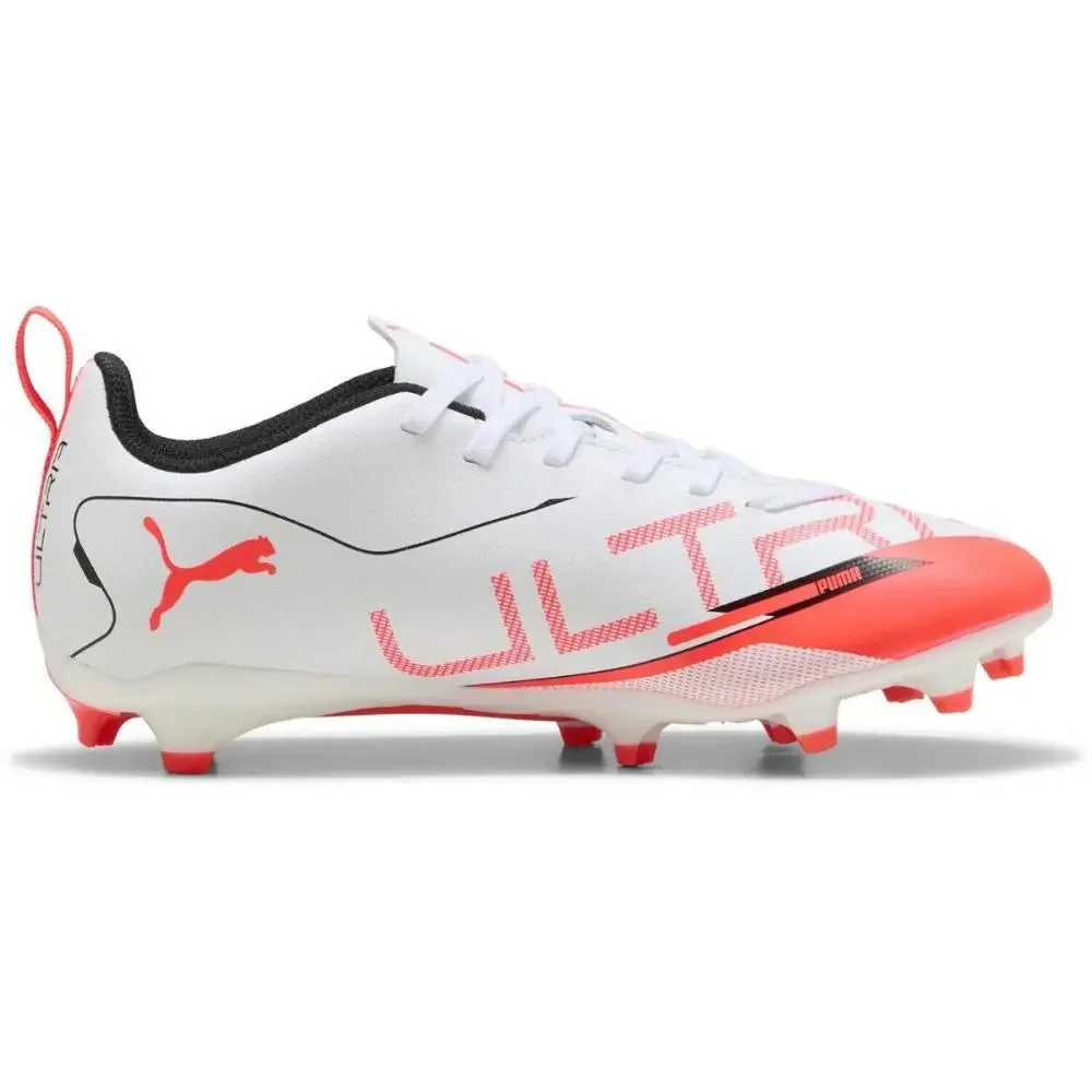 Puma Ultra 5 Play 108170-01 Kids US 2.5 White Red FG/AG Football Boots RHS9376